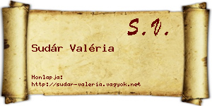 Sudár Valéria névjegykártya